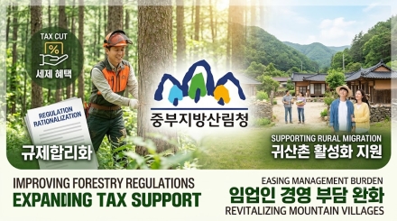 중부지방산림청, 임업경영 여건 개선 위한 규제합리화 추진… 임목 소득세 비과세 한도 3000만원으로 확대
