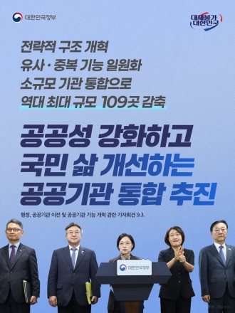 정부, 공공기관 109곳 구조개편…“공공성 높이고 국민 편의 강화”
